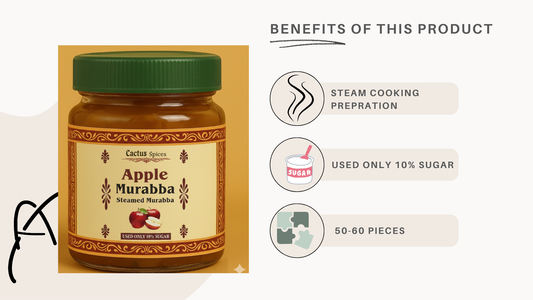 CACTUS SPICES | STEAMED MURABBA | DRY APPLE Murabba | Only 10% Sugar Used | 50-60 Pieces | No Preservative | 400G