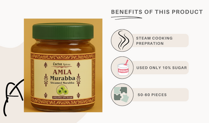 CACTUS SPICES | STEAMED MURABBA | DRY AMLA Murabba | Only 10% Sugar Used  | 50-60 Pieces | No Preservative | 400G