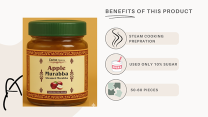 CACTUS SPICES | STEAMED MURABBA | DRY APPLE Murabba | Only 10% Sugar Used  | 50-60 Pieces | No Preservative | 400G