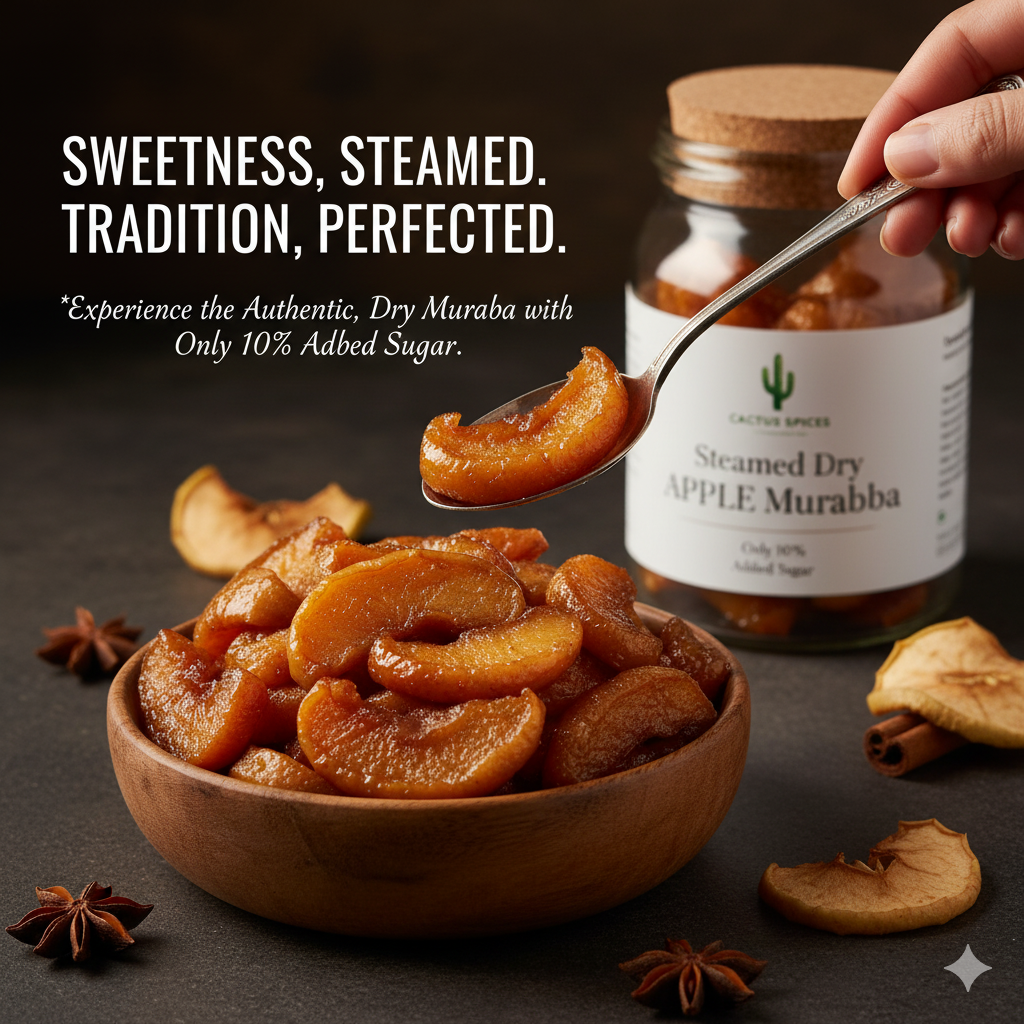 CACTUS SPICES | STEAMED MURABBA | DRY APPLE Murabba | Only 10% Sugar Used  | 50-60 Pieces | No Preservative | 400G