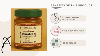 CACTUS SPICES | STEAMED MURABBA | DRY BAMBOO Murabba | Only 10% Sugar Used  | 50-60 Pieces | No Preservative | 400G