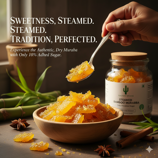 CACTUS SPICES | STEAMED MURABBA | DRY BAMBOO Murabba | Only 10% Sugar Used  | 50-60 Pieces | No Preservative | 400G