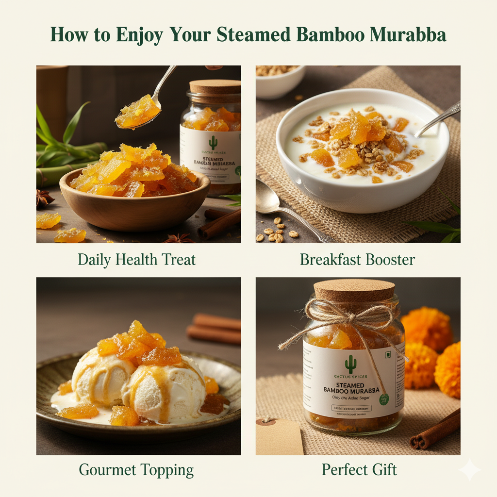 CACTUS SPICES | STEAMED MURABBA | DRY BAMBOO Murabba | Only 10% Sugar Used  | 50-60 Pieces | No Preservative | 400G