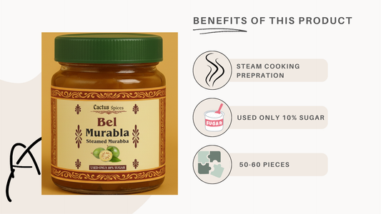 CACTUS SPICES | STEAMED MURABBA | DRY BEL Murabba | Only 10% Sugar Used  | 50-60 Pieces | No Preservative | 400G