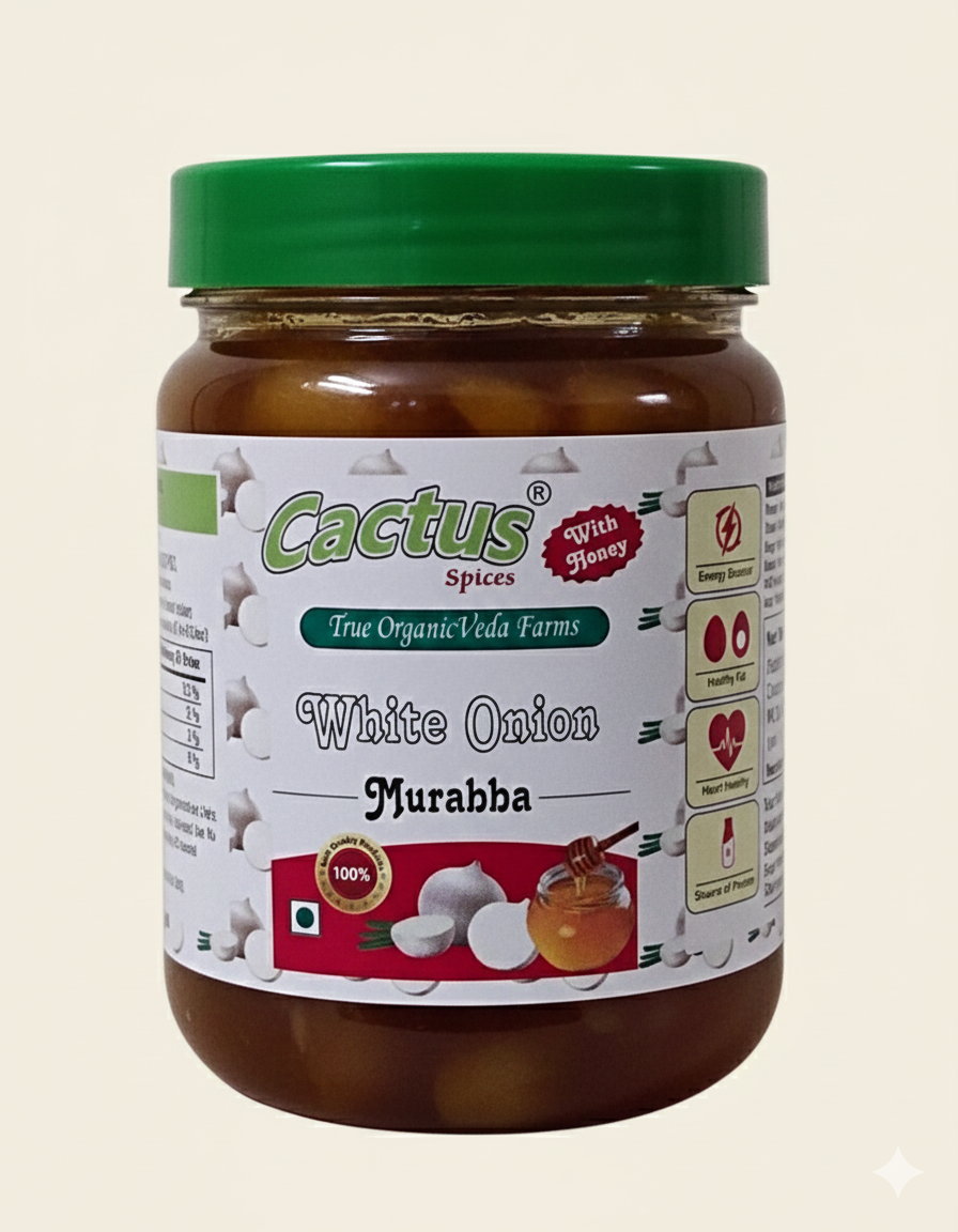 CACTUS SPICES HOMEMADE | White Onion Murabba (Safed Pyaaz Murabba) | Row forest Honey |