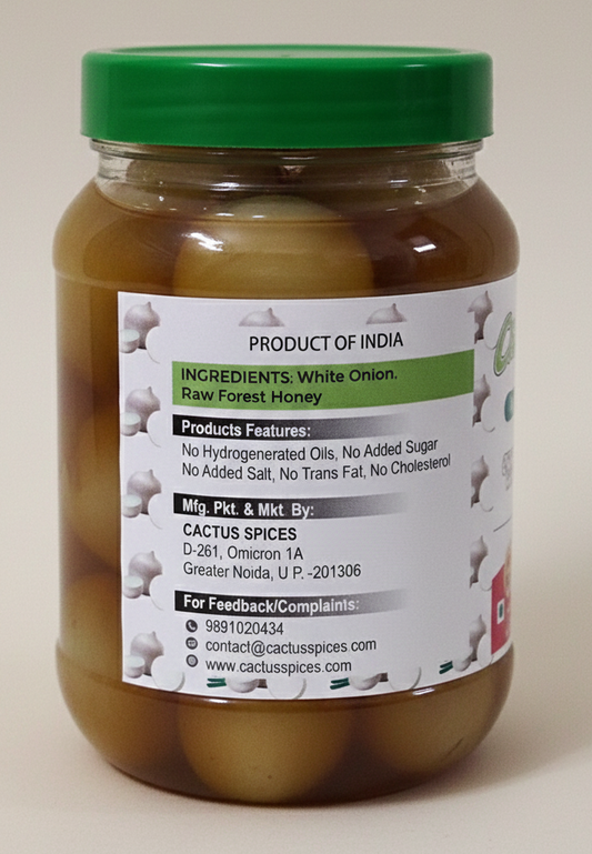 CACTUS SPICES HOMEMADE | White Onion Murabba (Safed Pyaaz Murabba) | Row forest Honey |
